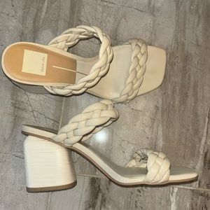 Dolce Vita Braided White Block Heels